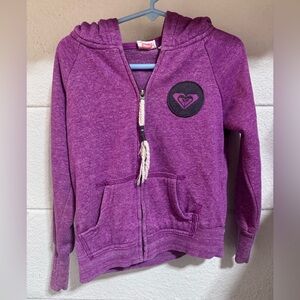 Roxy Purple Girls' Hooded Zip Sweatshirt with Logo Patch. "born to surf"